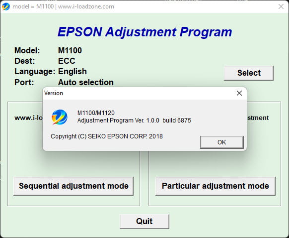 Epson Adjustment Program M1100 M1120