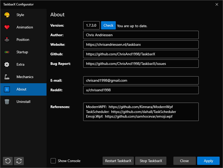 TaskbarX 1 ล่าสุด โปรแกรมปรับแต่ง Taskbar Windows 10 / 11