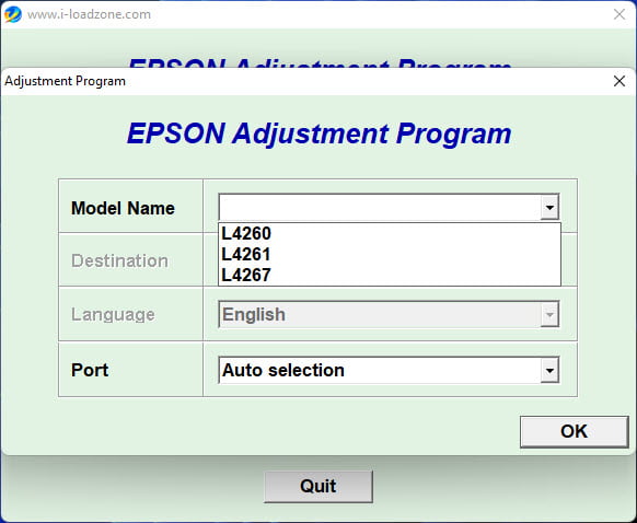 โปรแกรมเคลียร์ซับหมึก Epson L4260 L4261 L4267 (EURO) ฟรี