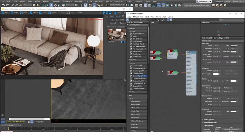 Corona Renderer 7 Hotfix 2 for Cinema 4D - พร้อม MaterialLibrary ปลั๊กอินเรนเดอร์ 3D ฟรี โปรแกรม