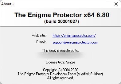 The Enigma Protector 6.80 (x86/x64) Software Protection โปรแกรม