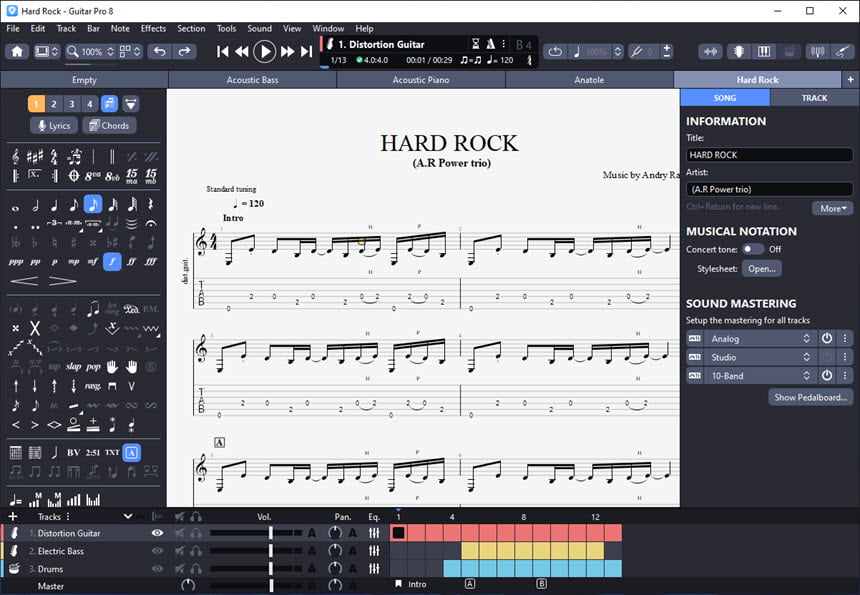 Guitar Pro 8 ล่าสุด + Soundbanks โปรแกรมเขียนแท็บกีตาร์และแต่งเพลงระดับโลก