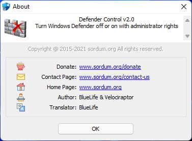Defender Control โปรแกรมปิด Windows Defender ล่าสุด
