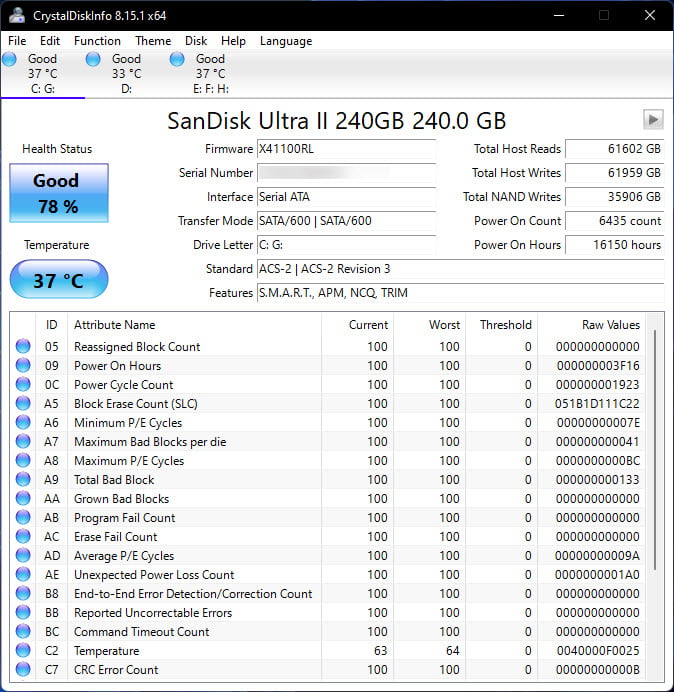 CrystalDiskInfo 9 ล่าสุด + Portable โปรแกรมตรวจเช็คสุขภาพฮาร์ดดิสก์และ SSD อัจฉริยะ