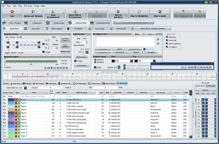 SynthFont2 โปรแกรมเล่นและแปลงไฟล์ MIDI ด้วย SoundFont ระดับมืออาชีพ ล่าสุด
