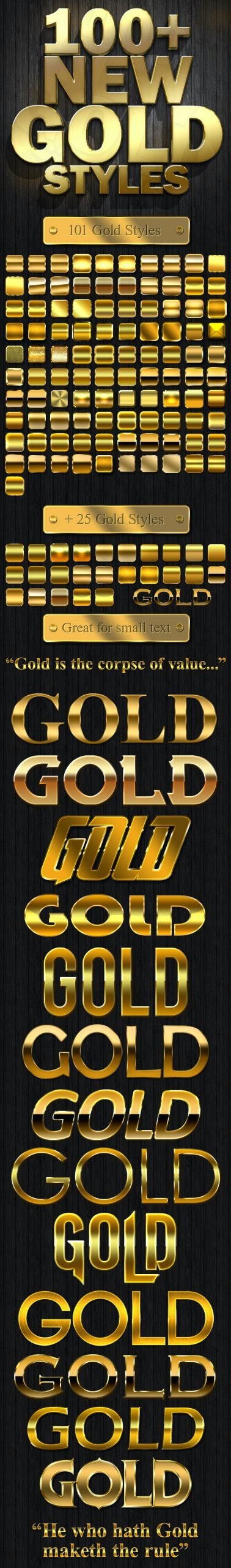 Graphicriver – 100พร้อม New Gold Styles Photoshop สไตล์สีทอง Photoshop ฟรี โปรแกรม