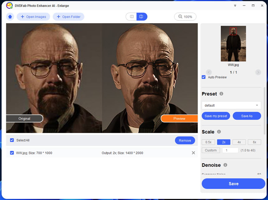 DVDFab Photo Enhancer AI 1 ล่าสุด (x64) ขยายรูปภาพไม่แตก, ปรับ Sharpen, ลด noise และอีกมากมาย ฟรี โปรแกรม