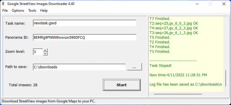 Google StreetView Images Downloader 4.40 ดาวน์โหลดภาพ Street View จาก Google Maps ฟรี โปรแกรม