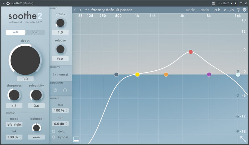 Oeksound Soothe2 ปลั๊กอิน VST Dynamic Resonance Suppressor ฟรี ล่าสุด โปรแกรม