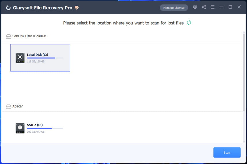 Glary File Recovery Pro 1 ล่าสุด โปรแกรมกู้คืนข้อมูลอัจฉริยะ