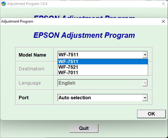 โปรแกรมเคลียร์ซับหมึก EPSON WF7511 WF7521 WF7011 ฟรี