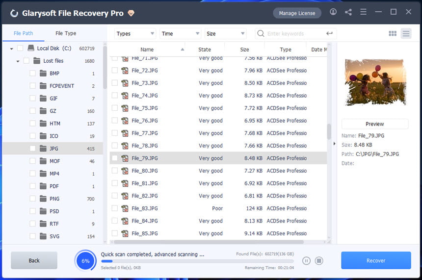 Glary File Recovery Pro 1 ล่าสุด โปรแกรมกู้คืนข้อมูลอัจฉริยะ