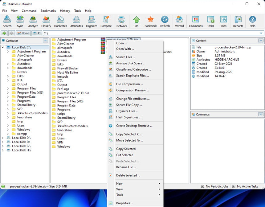 DiskBoss 16 ล่าสุด โปรแกรมจัดการข้อมูลและวิเคราะห์พื้นที่ฮาร์ดดิสก์