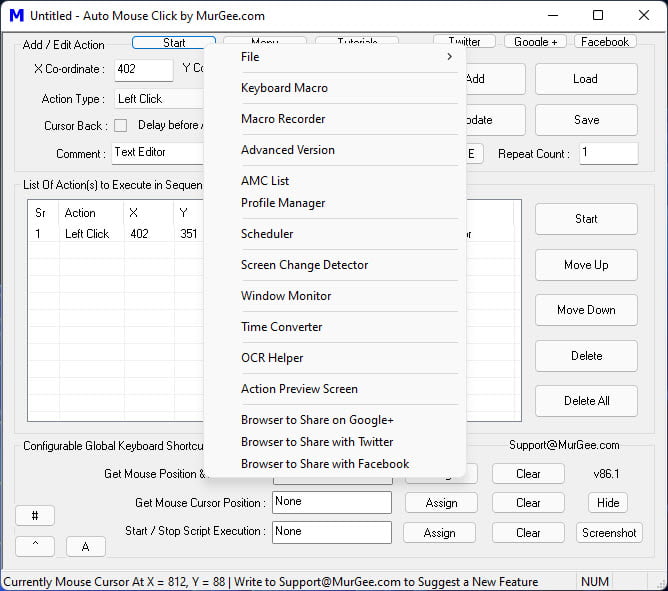 Auto Mouse Click 86.1 โปรแกรมช่วยคลิกเมาส์ อัตโนมัติ ฟรี