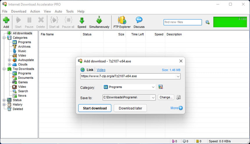 Internet Download Accelerator Pro 7 ล่าสุด โปรแกรมช่วยดาวน์โหลด