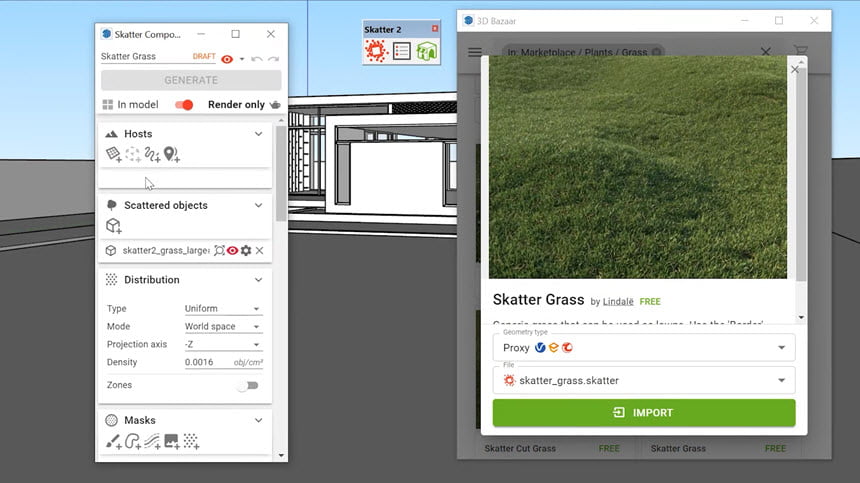 Skatter 2 for SketchUp 2017 ล่าสุด-2024 ปลั๊กอินสำหรับ SketchUp ฟรี โปรแกรม
