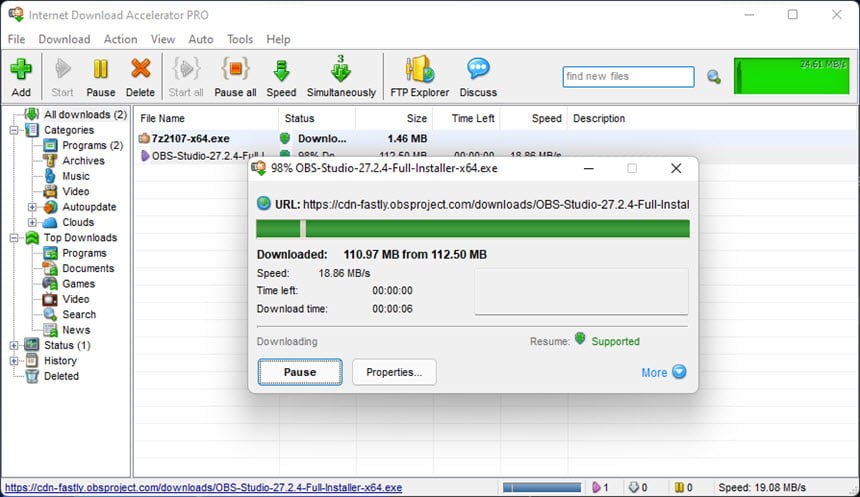 Internet Download Accelerator Pro 7 ล่าสุด โปรแกรมช่วยดาวน์โหลด