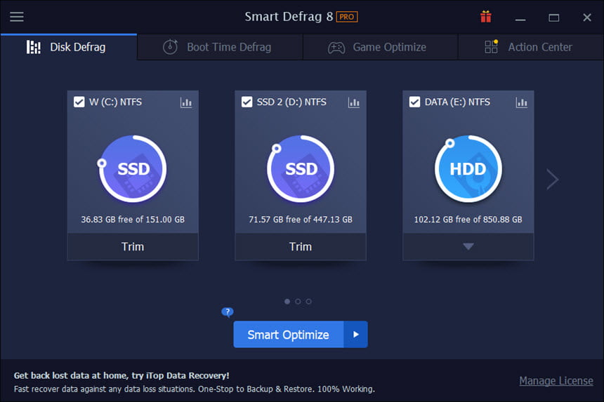 IObit Smart Defrag Pro 11 ล่าสุด โปรแกรมจูน SSD HDD เพิ่มสปีด ลื่นๆ