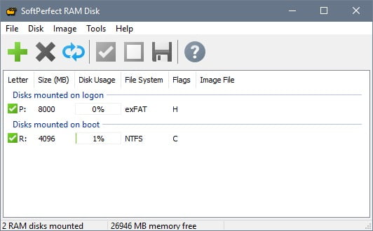 SoftPerfect RAM Disk 26.6 โปรแกรมสร้างไดรฟ์จำลองจากแรม