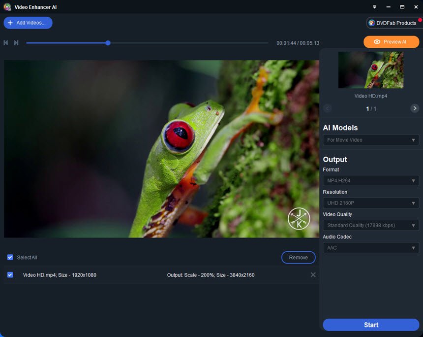 DVDFab Video Enhancer AI 1 ล่าสุด (x64) เพิ่มความละเอียดวิดีโอด้วย AI โปรแกรม