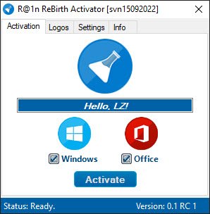 R@1n ReBirth Activator 1.10 Final โปรแกรม Activate Windows / Office