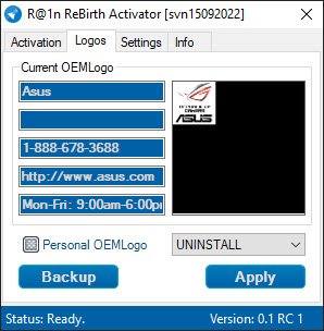 R@1n ReBirth Activator 1.10 Final โปรแกรม Activate Windows / Office