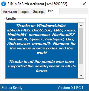 R@1n ReBirth Activator 1.10 Final โปรแกรม Activate Windows / Office