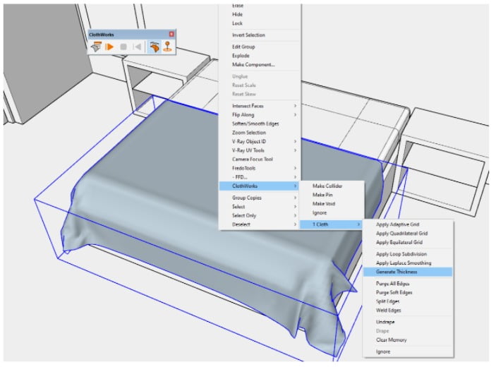 ClothWorks 1.a for Sketchup 2016 ล่าสุด – 2024 ปลั๊กอินจำลองผ้าสำหรับ SketchUp โปรแกรม