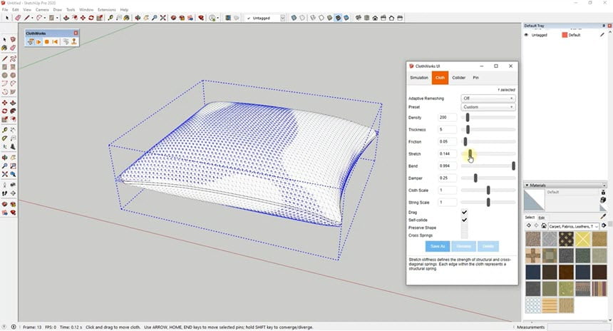 ClothWorks 1.a for Sketchup 2016 ล่าสุด – 2024 ปลั๊กอินจำลองผ้าสำหรับ SketchUp โปรแกรม