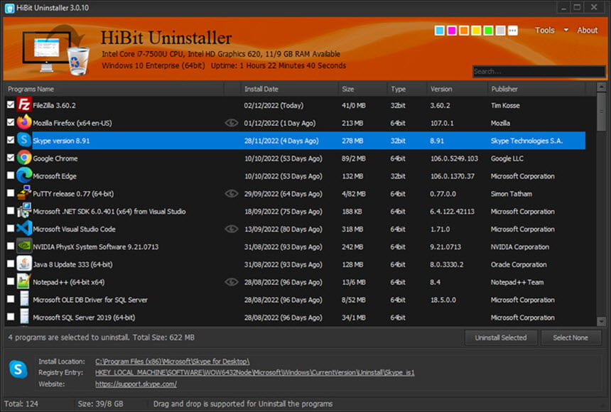 Hibit Uninstaller 4 ล่าสุด + Portable โปรแกรมช่วยถอนติดตั้ง ฟรี