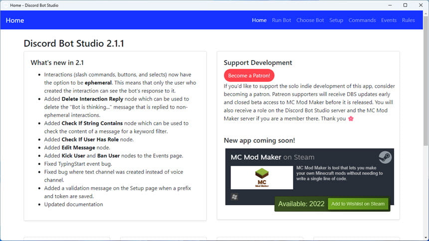 Discord Bot Studio 2 ล่าสุด โปรแกรมสร้างบอท Discord