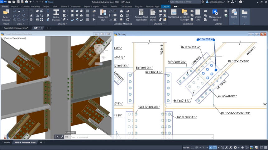 Autodesk Advance Steel 2023 ล่าสุด โปรแกรมออกแบบโครงสร้างเหล็ก 3D