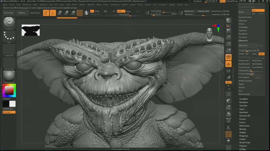 Pixologic Zbrush 2023 ล่าสุด ออกแบบโมเดล ปั้นประติมากรรม 3D โปรแกรม