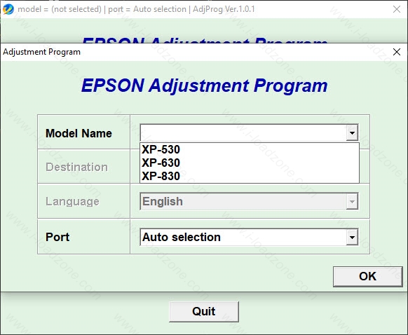 โปรแกรมเคลียร์ซับหมึก EPSON XP-530 XP-630 XP-830 ฟรี
