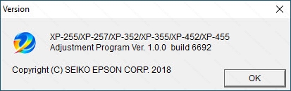 Epson Adjusment Program XP-255 XP-257 XP-352 XP-355 XP-452 XP-455