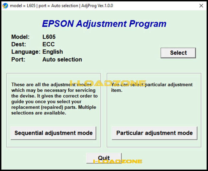 โปรแกรมเคลียร์ซับหมึก EPSON L605 ฟรี
