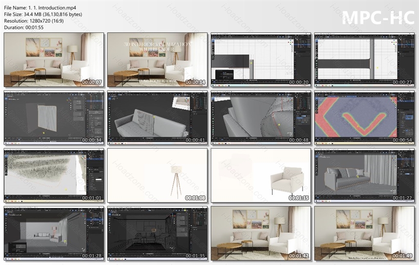 3D Visualization with Blender Living Room Scene