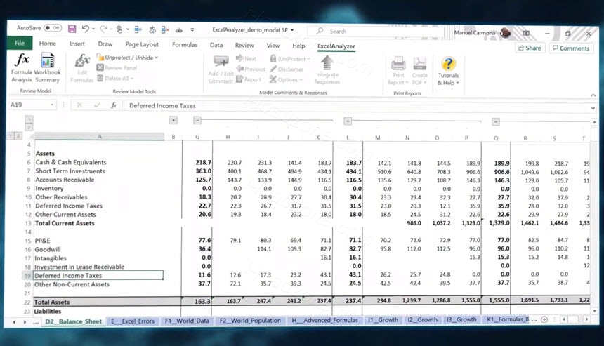 ExcelAnalyzer 3 ล่าสุด Add-in สำหรับตรวจทาน Excel โปรแกรม