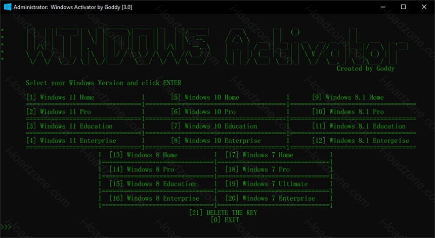 Windows Activator by Goddy ตัว Activate Windows ทุกรุ่น ล่าสุด โปรแกรม