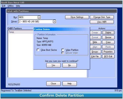 TeraByte Unlimited BootIt Bare Metal 1.92 โปรแกรมจัดการ Boot Manager / Partitions