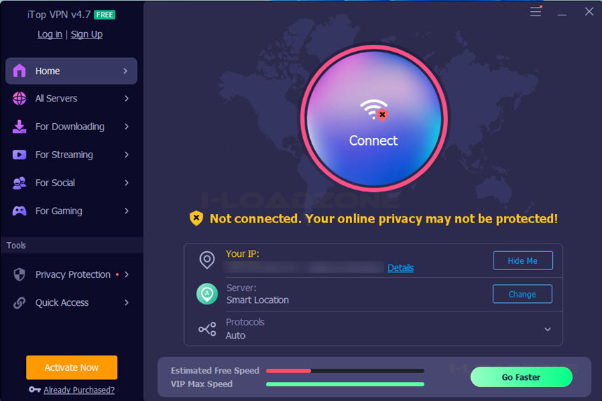 iTop VPN Free 7 ล่าสุด โปรแกรมเชื่อมต่อ VPN เปลี่ยน IP จริง