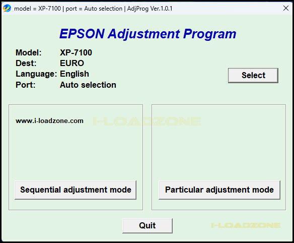 โปรแกรมเคลียร์ซับหมึก Epson XP-7100 (EURO) ฟรี