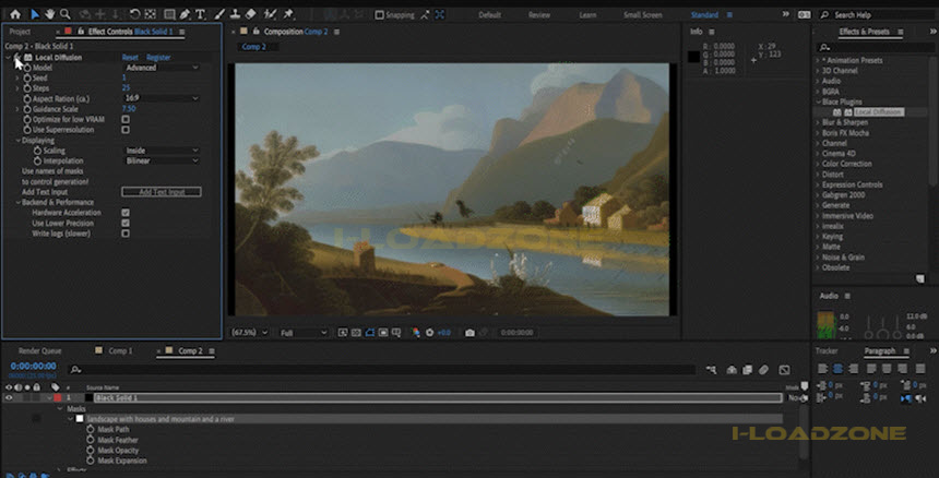 AEScripts Local Diffusion for After Effects ปลั๊กอิน AI สำหรับ AE ล่าสุด โปรแกรม