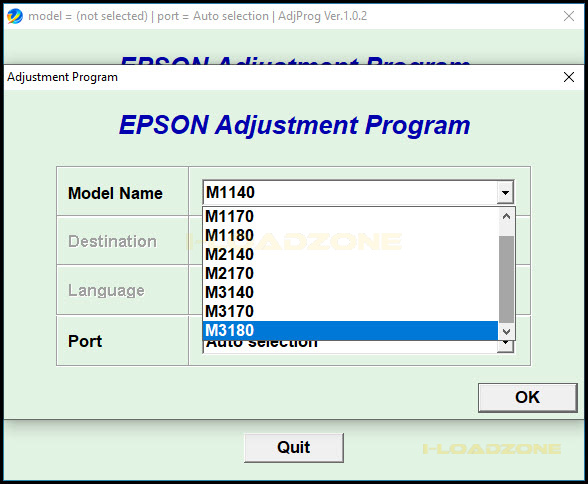 Epson M1140 M1170 M1180 M2140 M2170 M3140 M3170 M3180 Adjustment Program
