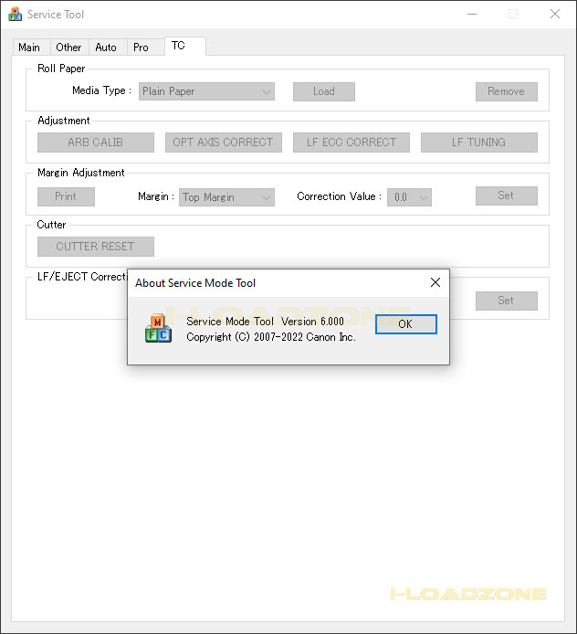 CANON SERVICE TOOL V6000 โปรแกรมเคลียร์ซับหมึก CANON รุ่นใหม่