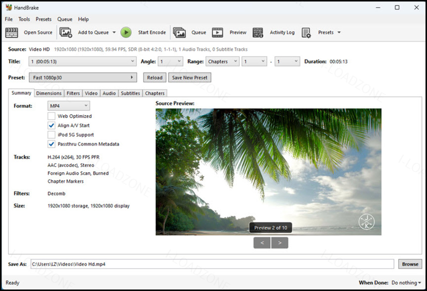 HandBrake 1 ล่าสุด โปรแกรมแปลงไฟล์วิดีโอ ฟรี