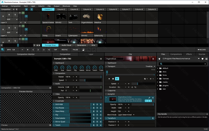 Resolume Avenue 7 ล่าสุด โปรแกรม VJ เล่นไฟล์วิดีโอ / ไฟล์เสียง