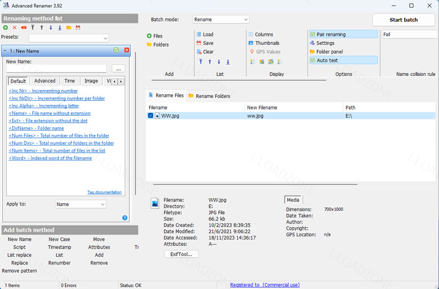 Advanced Renamer 4.03 โปรแกรมช่วยเปลี่ยนชื่อไฟล์
