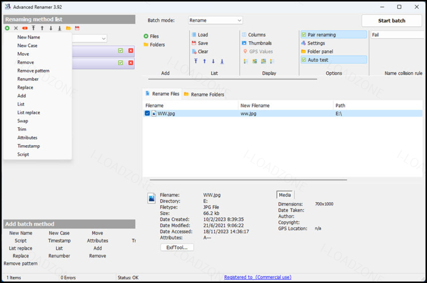 Advanced Renamer 4.03 โปรแกรมช่วยเปลี่ยนชื่อไฟล์