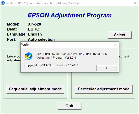Epson Adjustment Program XP520 XP620 XP625 XP720 XP760 XP820 XP860